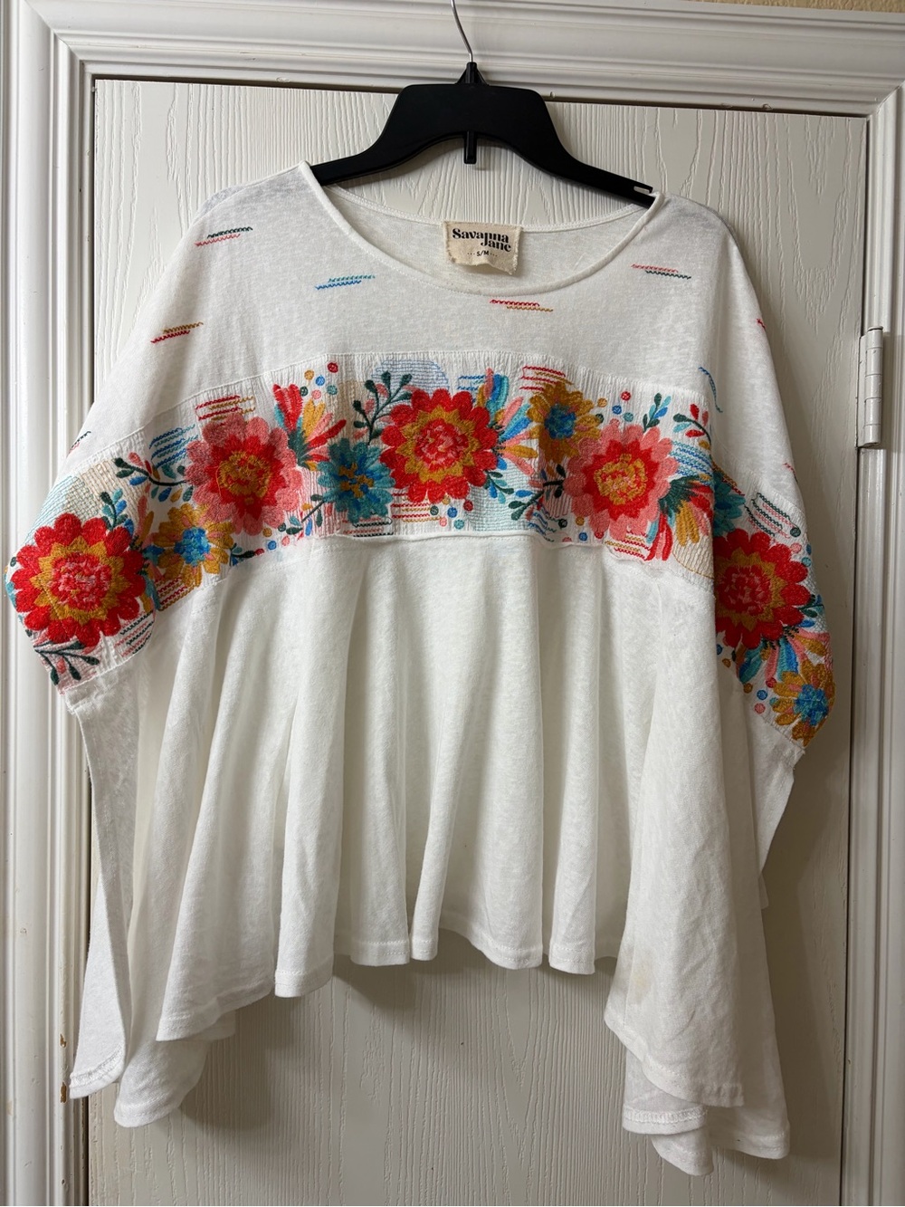 Savanna Jane White Floral Embroidered Boho Top
